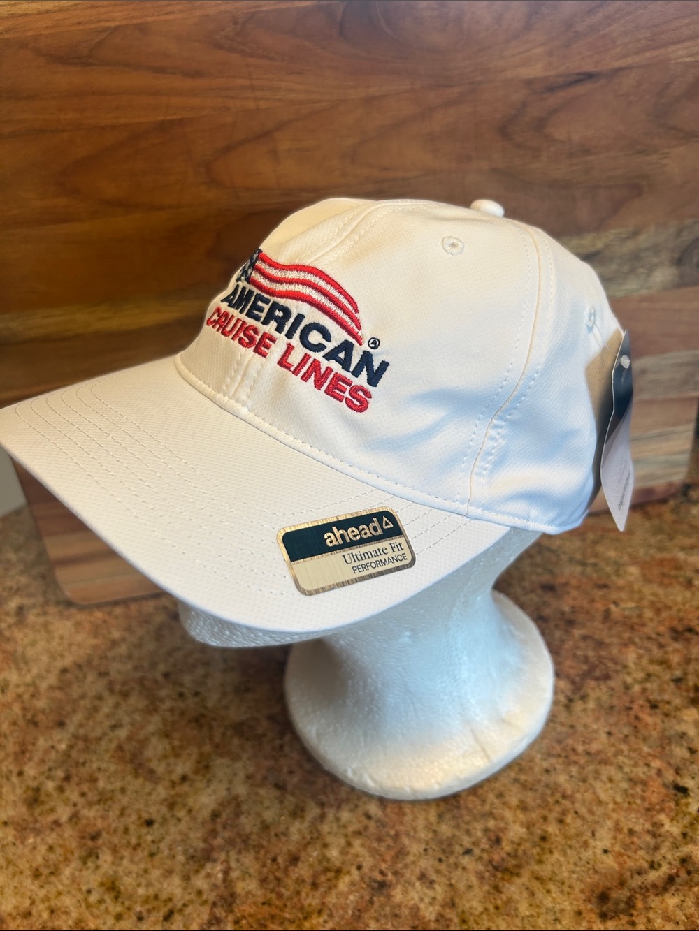 American Cruise Lines white souvenir adjustable baseball cap by Ahead USA